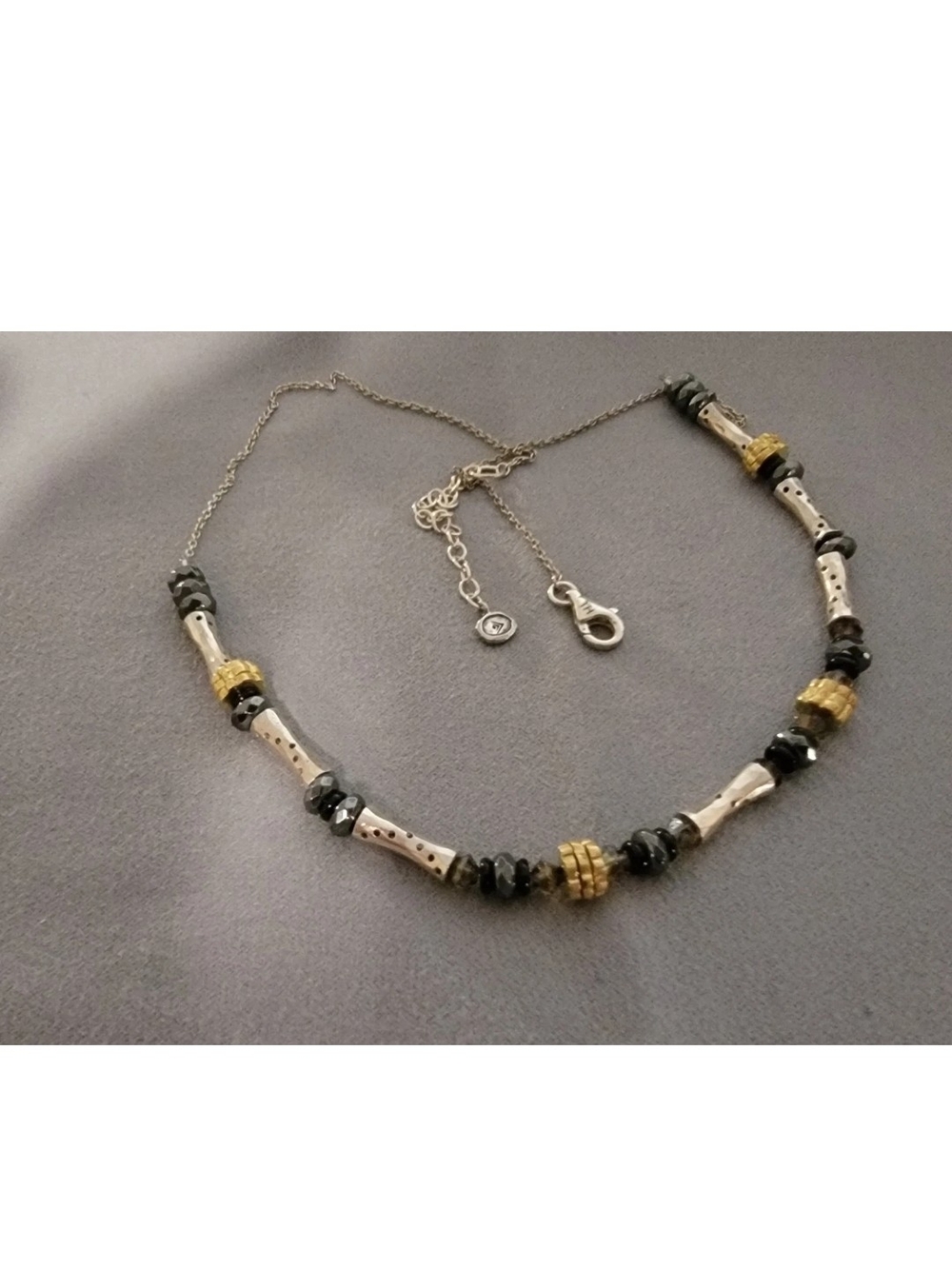 Silpada Silver Necklace with Black and Gold Accents